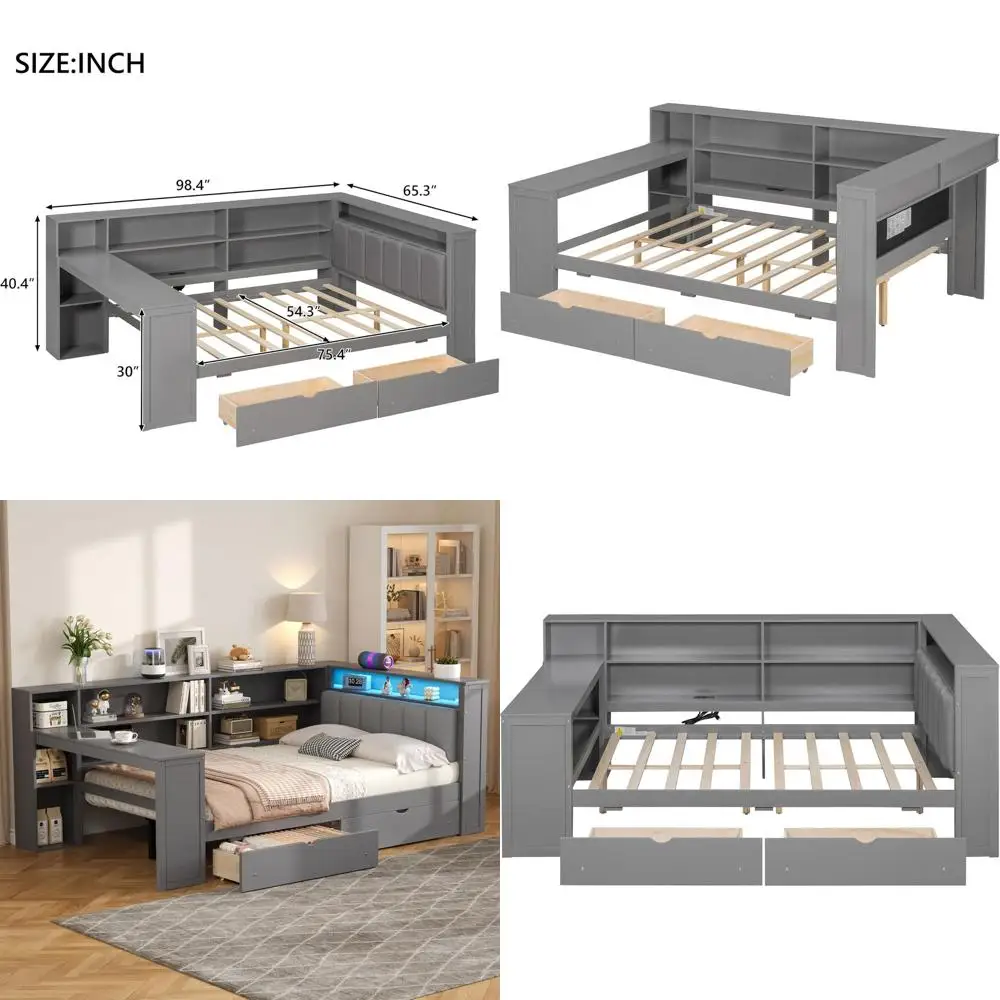 Серая кровать полноразмерная с ящиками для хранения, столом и зарядной станцией для детей, подростков и взрослых
Серая кровать полноразмерная с ящиками для хранения, столом и зарядной станцией для детей, подростков и взрослых