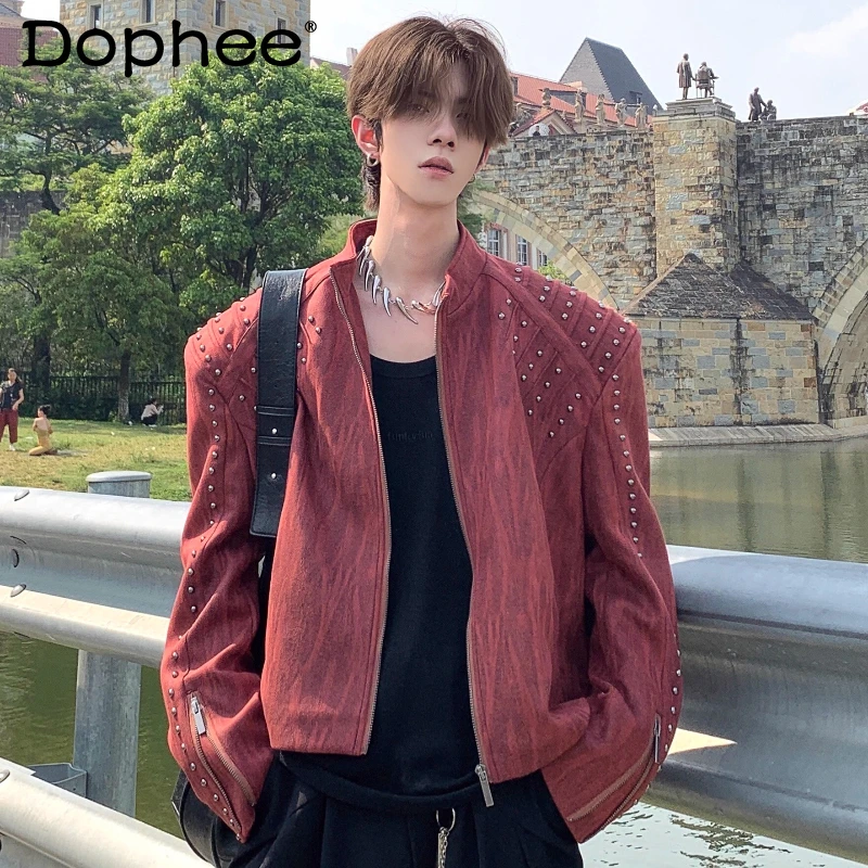 Men's 2025 Autumn New Stand Collar Jackets Metal Rivets Padded Shoulders Trendy High-end Jacket Coats Male Handsome Chic Jackets
Men's 2025 Autumn New Stand Collar Jackets Metal Rivets Padded Shoulders Trendy High-end Jacket Coats Male Handsome Chic Jackets