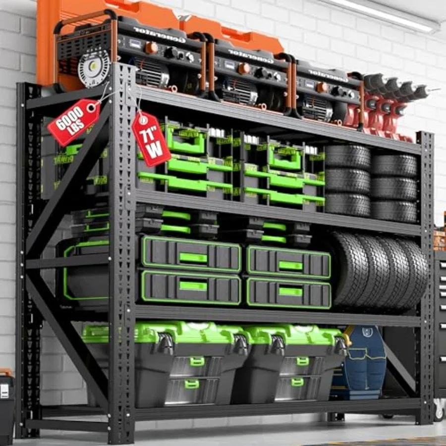 Heavy Duty Garage Storage Shelves, ide Metal Shelving Unit, 6000LBS Capacity, 4-Tier Adjustable Industrial Rack for Warehouse B
Heavy Duty Garage Storage Shelves, ide Metal Shelving Unit, 6000LBS Capacity, 4-Tier Adjustable Industrial Rack for Warehouse B
