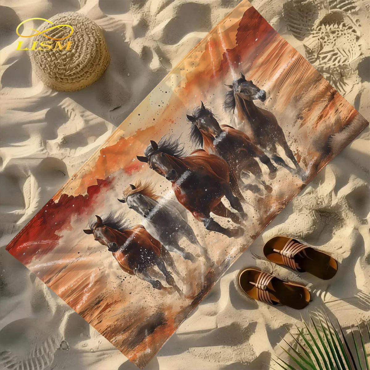LISM Galloping Horses Print Beach Towel - Large Size Absorbent Sand-Free Towel for Beach, Pool, Picnic, and Outdoor Activities
LISM Galloping Horses Print Beach Towel - Large Size Absorbent Sand-Free Towel for Beach, Pool, Picnic, and Outdoor Activities