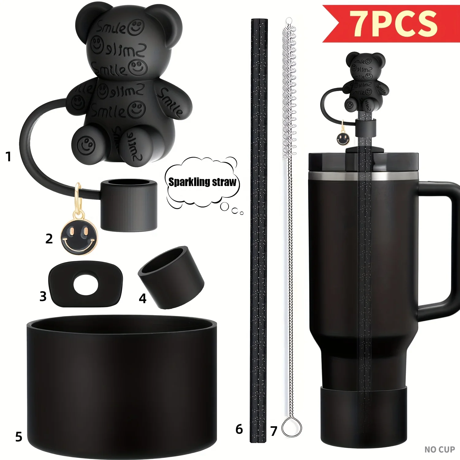 Набор аксессуаров из 7 предметов для 30 унций и 40 унций с ручкой, включая крышку соломенного топпера и крышку для ботинок, защищенную от проливания, улыбку
Набор аксессуаров из 7 предметов для 30 унций и 40 унций с ручкой, включая крышку соломенного топпера и крышку для ботинок, защищенную от проливания, улыбку