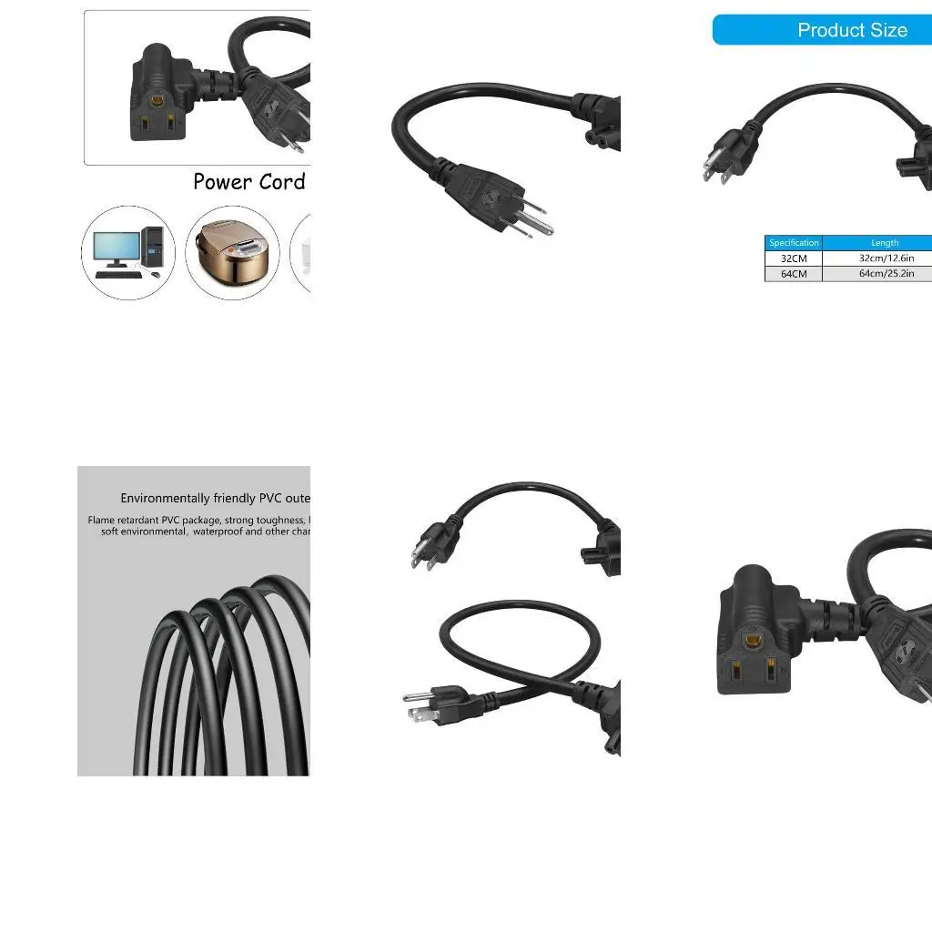 652F 3 Prongs Nemas 5 15P to C7 and 5 15R Portable Adapters Cord Sturdy Copper Cable for Space Saving Connection Daily Use
652F 3 Prongs Nemas 5 15P to C7 and 5 15R Portable Adapters Cord Sturdy Copper Cable for Space Saving Connection Daily Use