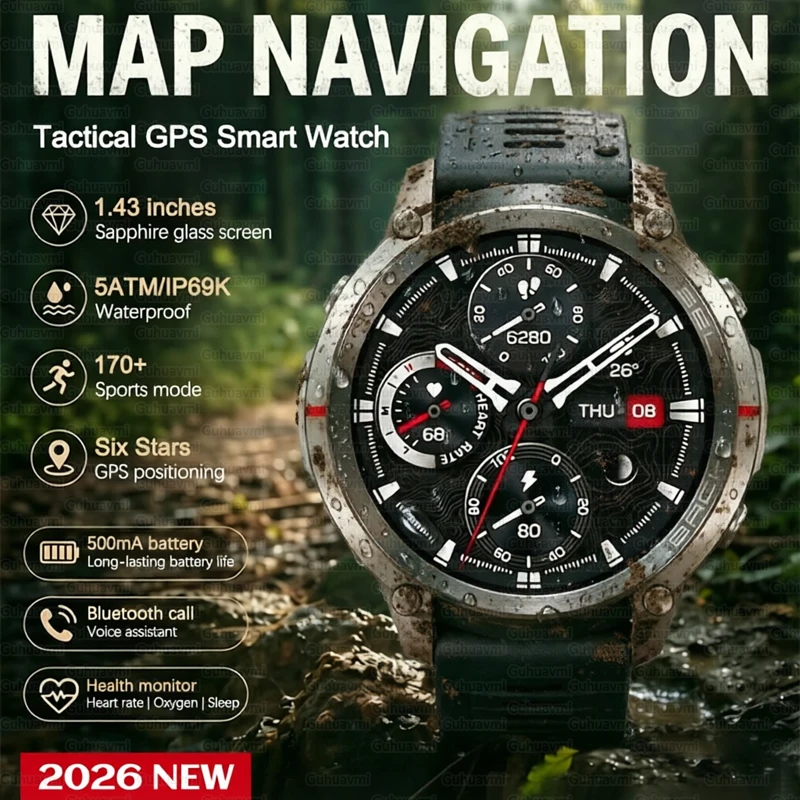 Accurate GPS Smartwatch 1.43'' AMOLED Offline Map Compass Altimeter Barometer 5ATM Waterproof Swimming Sports Smart Bracelet Men
Accurate GPS Smartwatch 1.43'' AMOLED Offline Map Compass Altimeter Barometer 5ATM Waterproof Swimming Sports Smart Bracelet Men