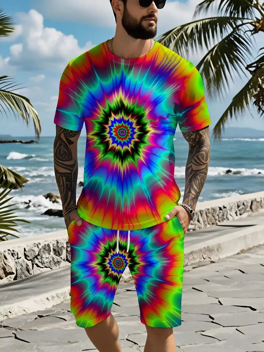Mens Tie Dye 3D Print Short Sleeve T-Shirt And Shorts Set Casual Beach Wear Summer
Mens Tie Dye 3D Print Short Sleeve T-Shirt And Shorts Set Casual Beach Wear Summer