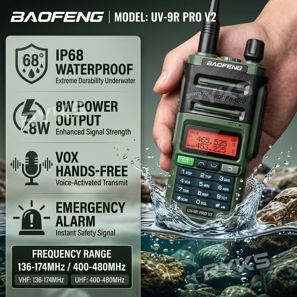 Baofeng UV 9R PRO V2 IP68 Waterproof Walkie Talkie High Power Dual Band UHF VHF Type-C Charger Long Range CB Radio Upgrade UV 9R
Baofeng UV 9R PRO V2 IP68 Waterproof Walkie Talkie High Power Dual Band UHF VHF Type-C Charger Long Range CB Radio Upgrade UV 9R