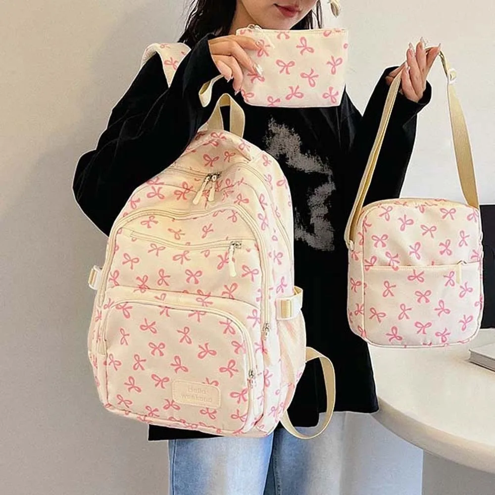Daypack Three-piece School Bag Set Large Capacity Casual Nylon Bow Backpack with Pen Bag Crossbody Bag Students School Bag
Daypack Three-piece School Bag Set Large Capacity Casual Nylon Bow Backpack with Pen Bag Crossbody Bag Students School Bag
