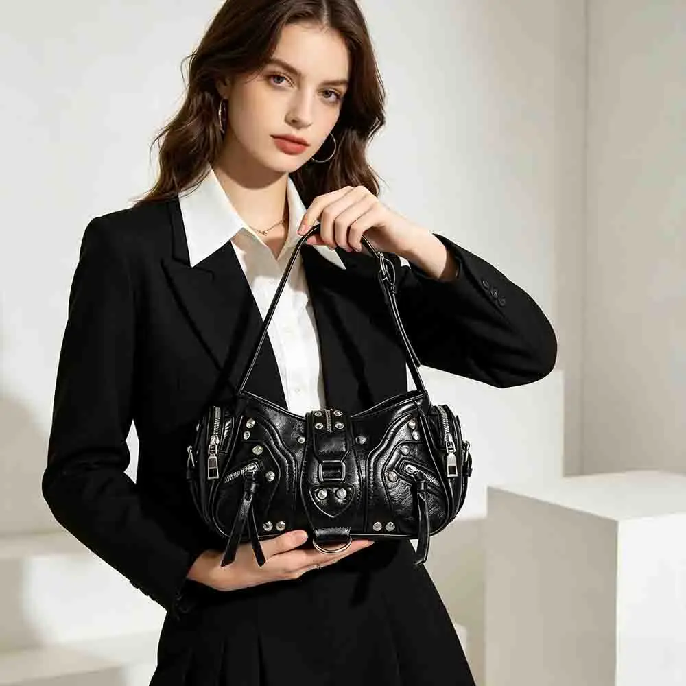 Motorcycle Bag Rivet Studded Y2K Aesthetic Multi Zipper Punk Rock Shoulder Handbag Faux Leather Gothic Purse Leopard
Motorcycle Bag Rivet Studded Y2K Aesthetic Multi Zipper Punk Rock Shoulder Handbag Faux Leather Gothic Purse Leopard