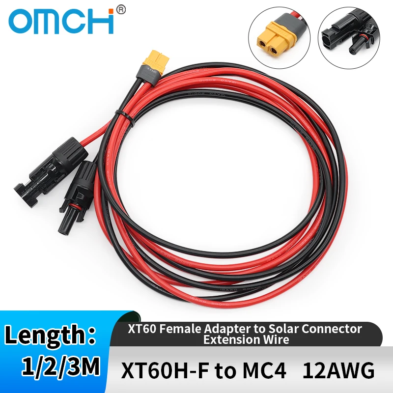 OMCH 12AWG 1/2/3m Solar Cable XT60 Female Adapter to Solar Connector Extension Wire For Portable Power Station Solar Generator
OMCH 12AWG 1/2/3m Solar Cable XT60 Female Adapter to Solar Connector Extension Wire For Portable Power Station Solar Generator