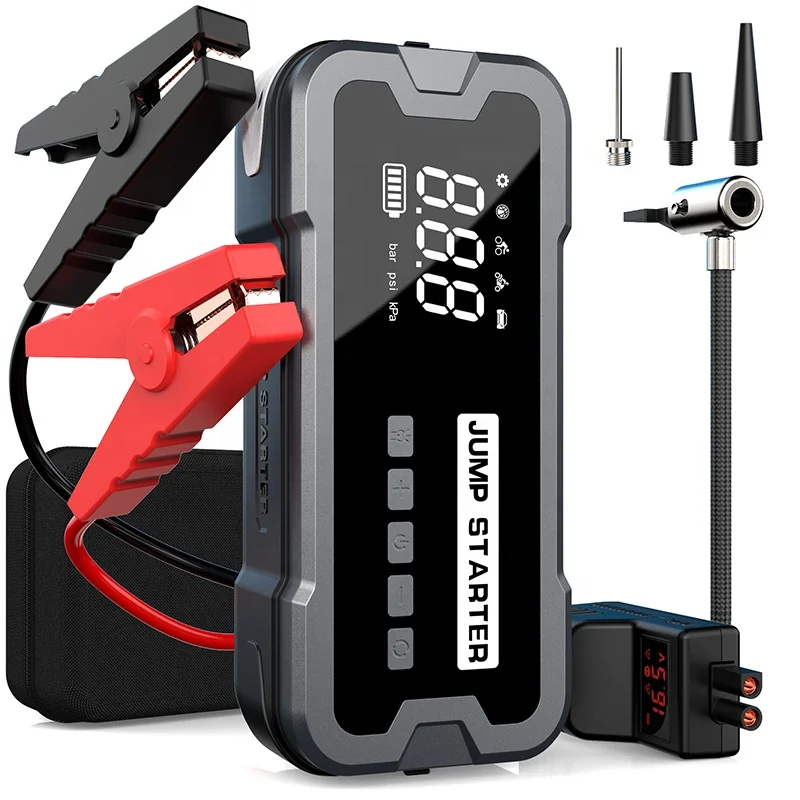 12V 24000mAh High Power Car Battery Jump Starter Power Bank Portable Car Lithium Battery Booster With Air Compressor Wireless
12V 24000mAh High Power Car Battery Jump Starter Power Bank Portable Car Lithium Battery Booster With Air Compressor Wireless