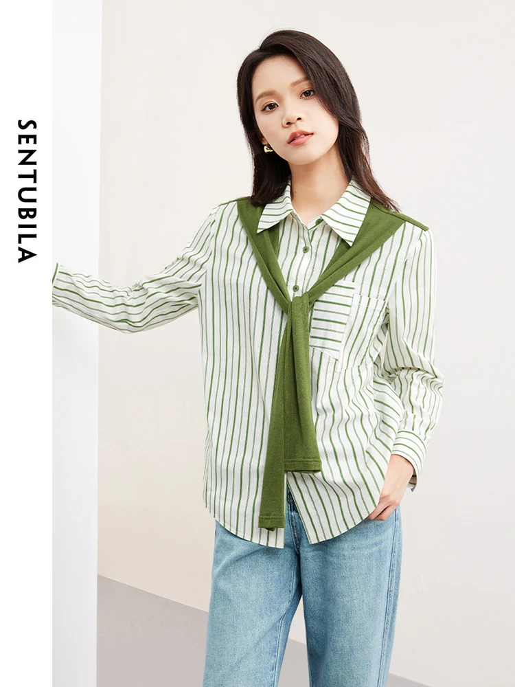 SENTUBILA Fake 2 Piece Casual Striped Shirt 2024 Spring Polo Collar Button Up Loose Cotton Blouses Long Sleeve Tops 141C53217
SENTUBILA Fake 2 Piece Casual Striped Shirt 2024 Spring Polo Collar Button Up Loose Cotton Blouses Long Sleeve Tops 141C53217