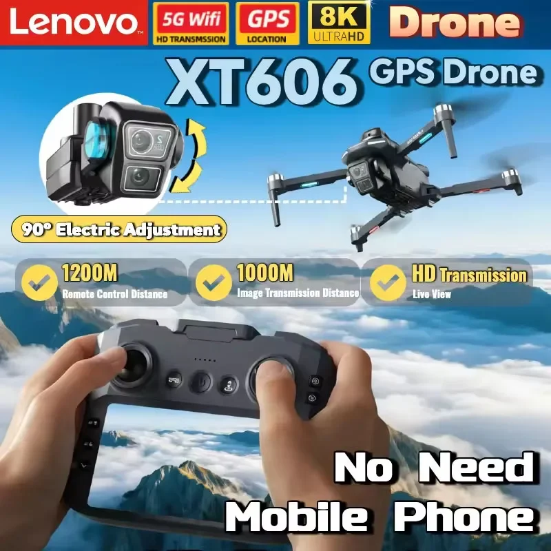 Lenovo XT606 MAX GPS Drone 4k Professional 8K HD Camera FPV Wish Screen Drone 360° Obstacle Avoidance Quadcopter Toys Drone
Lenovo XT606 MAX GPS Drone 4k Professional 8K HD Camera FPV Wish Screen Drone 360° Obstacle Avoidance Quadcopter Toys Drone