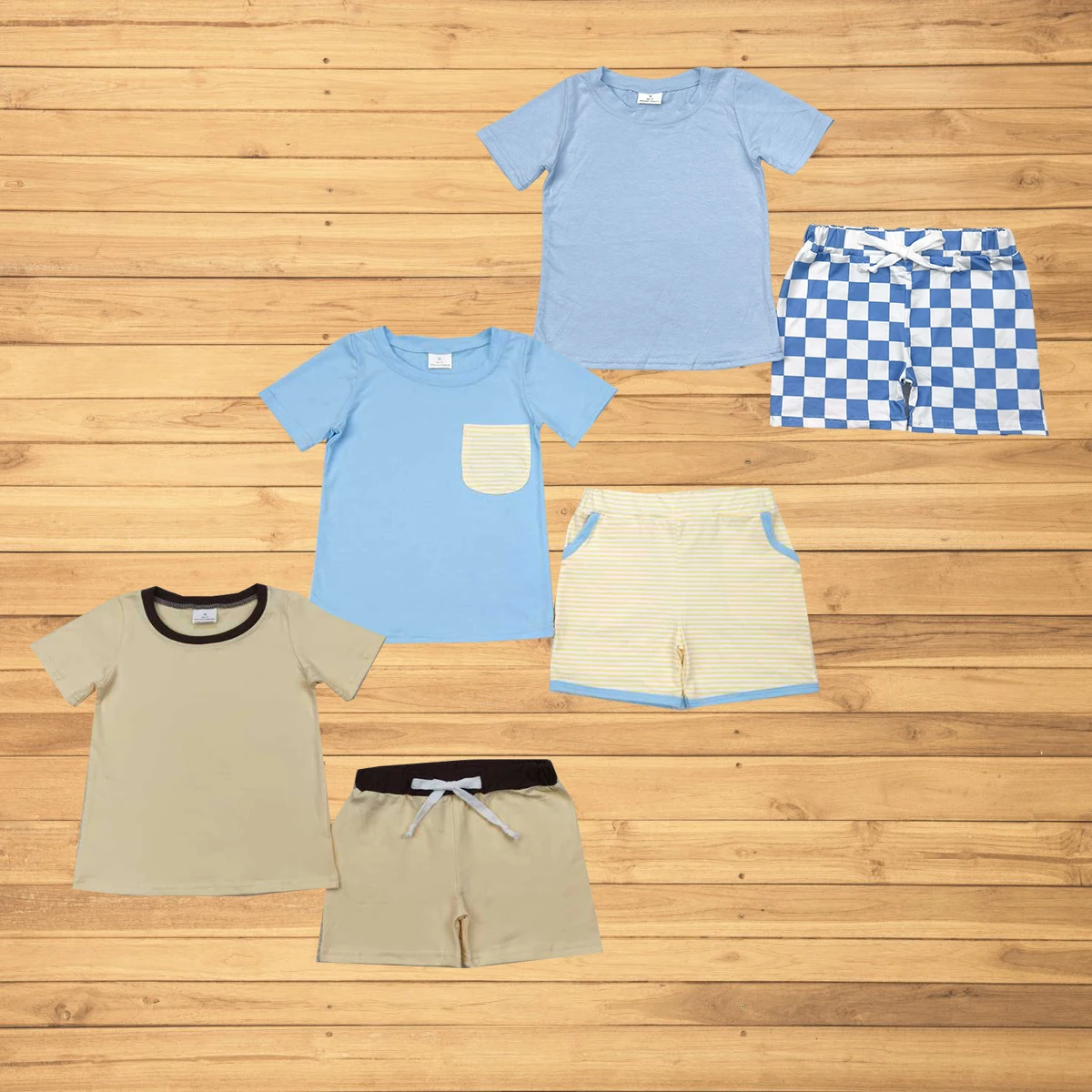 Wholesale hot sale western boutique children clothing Baby Boys Blue Short Sleeves Top Plaid Shorts Sets
Wholesale hot sale western boutique children clothing Baby Boys Blue Short Sleeves Top Plaid Shorts Sets