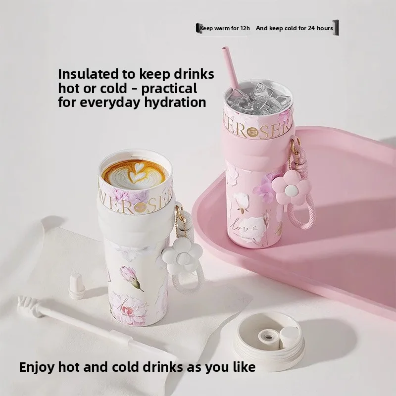 Luxury Floral Ceramic Coffee Insulated Cup, Beautiful Large Capacity Personalized Portable Straw Cup, Ceramic Insulated Cup Gift
Luxury Floral Ceramic Coffee Insulated Cup, Beautiful Large Capacity Personalized Portable Straw Cup, Ceramic Insulated Cup Gift