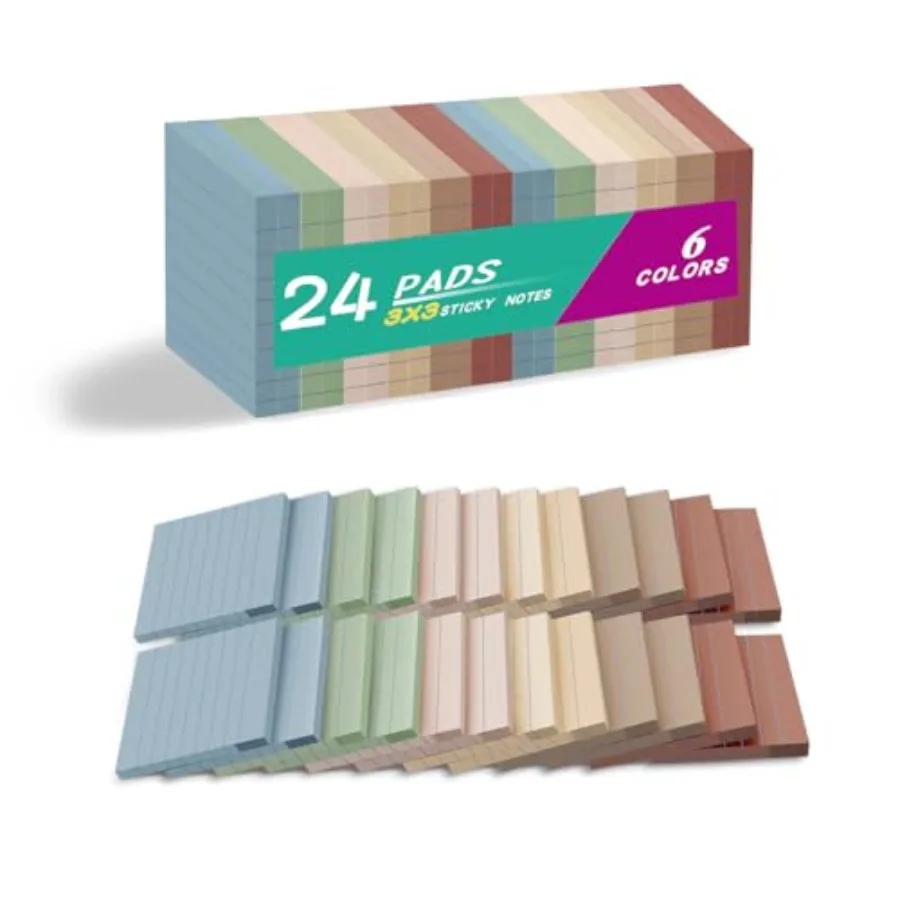 Pack Lined Sticky Notes 3x3 in, Notepads with Lines, Ruled Stickies Super Sticking Power, Office School Memo Note Pads Vintage
Pack Lined Sticky Notes 3x3 in, Notepads with Lines, Ruled Stickies Super Sticking Power, Office School Memo Note Pads Vintage