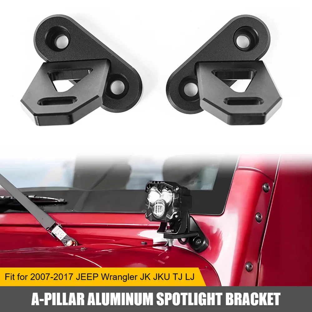2pcs A-pillar Mounting Bracket for 2007-2017 Wrangler JK Aluminum Bracket for Off-Road LED Fog Light Work Light
2pcs A-pillar Mounting Bracket for 2007-2017 Wrangler JK Aluminum Bracket for Off-Road LED Fog Light Work Light