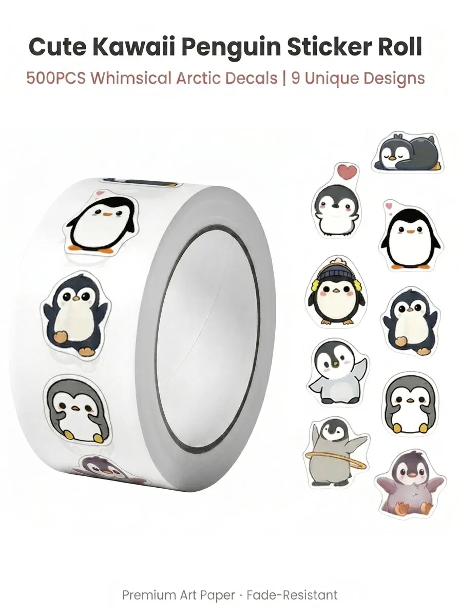 500Pcs Cute Kawaii Penguin Sticker Roll Whimsical Arctic Decals |9 Unique Designs Doodle Scrapbooking Gift Packaging Supply
500Pcs Cute Kawaii Penguin Sticker Roll Whimsical Arctic Decals |9 Unique Designs Doodle Scrapbooking Gift Packaging Supply