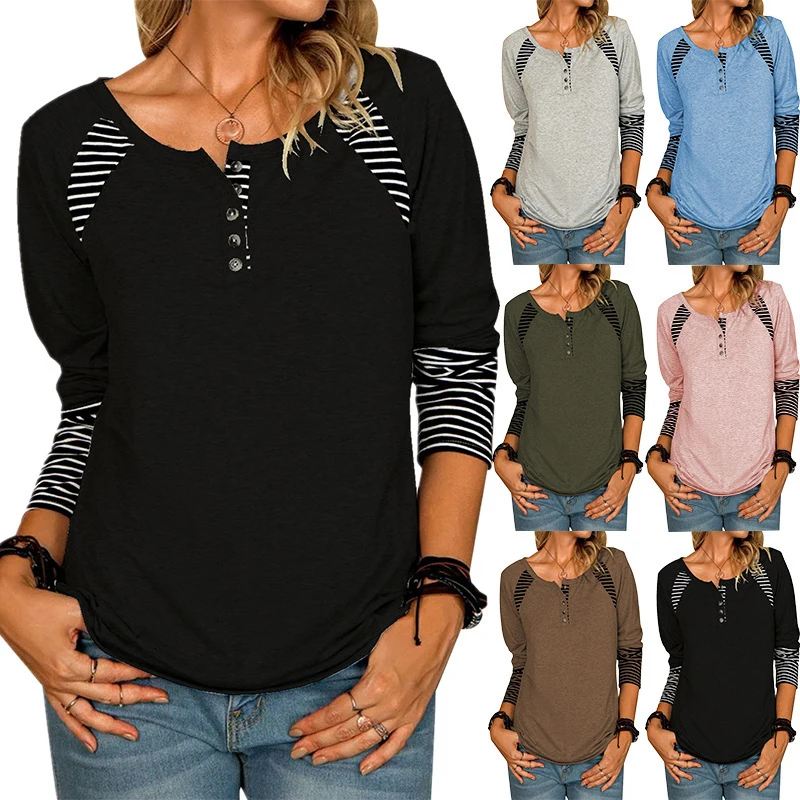 Autumn and Winter New Women's T-Shirt Long-Sleeved Printed Striped Casual T-Shirt Top Women
Autumn and Winter New Women's T-Shirt Long-Sleeved Printed Striped Casual T-Shirt Top Women