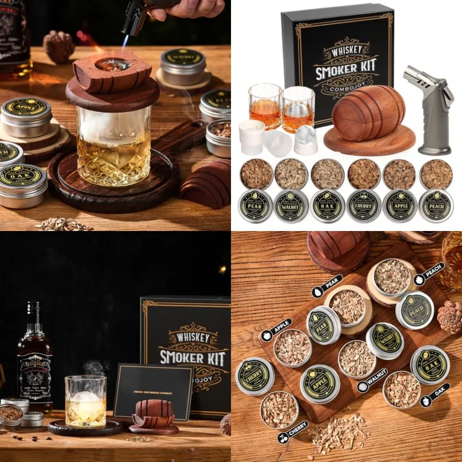 Whiskey Smoker Kit with Torch - 6 Flavors Wood Chips, 2 Glasses, 2 Ice Ball Molds - Cocktail Smoker Infuser Kit, Old Fashioned
Whiskey Smoker Kit with Torch - 6 Flavors Wood Chips, 2 Glasses, 2 Ice Ball Molds - Cocktail Smoker Infuser Kit, Old Fashioned
