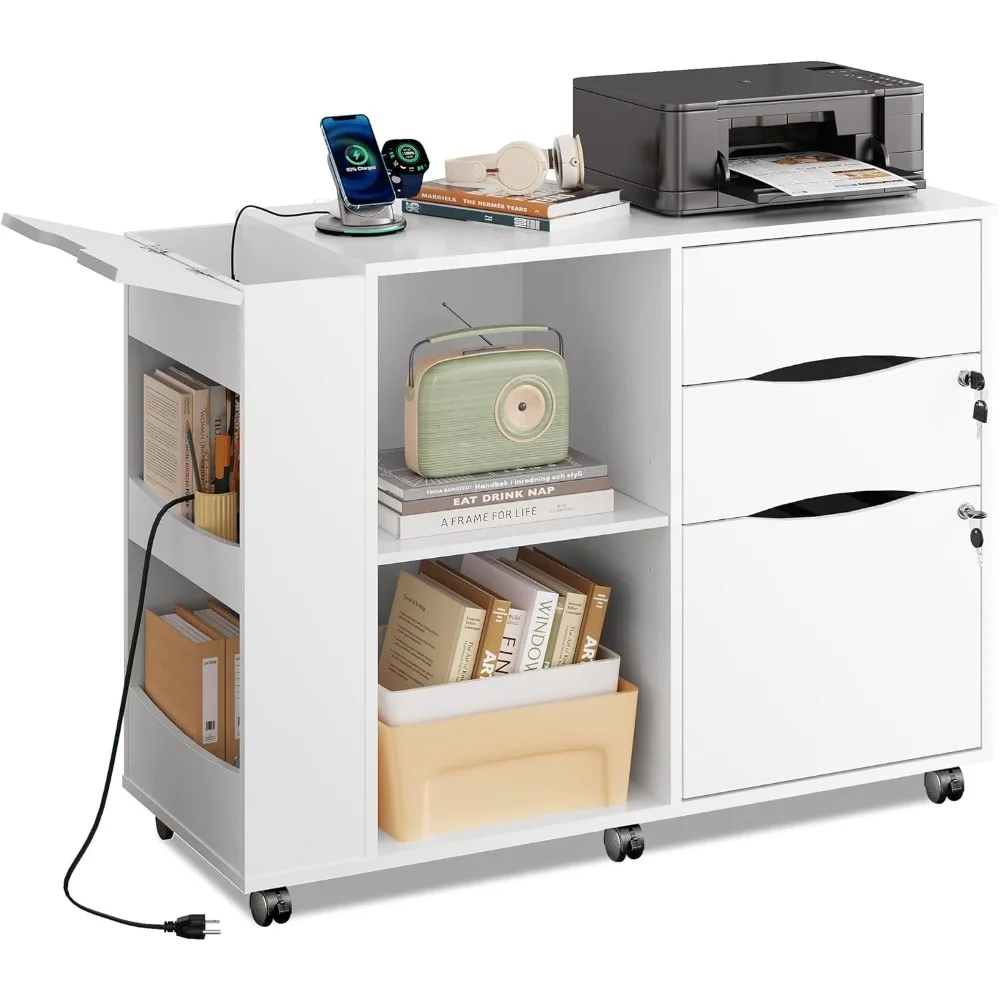 File Cabinet with Lock, 3 Drawer Rolling Mobile Lateral Filing Cabinets with Charging Station Printer Stand with Open Storage S
File Cabinet with Lock, 3 Drawer Rolling Mobile Lateral Filing Cabinets with Charging Station Printer Stand with Open Storage S
