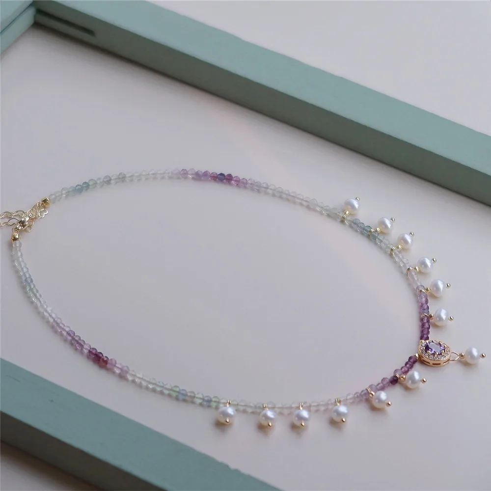 Natural Freshwater Pearl Charms Gradient Fluorite Women Necklace Zircon Pendant Ladies Jewelry Gift Romantic Hanfu Accessories
Natural Freshwater Pearl Charms Gradient Fluorite Women Necklace Zircon Pendant Ladies Jewelry Gift Romantic Hanfu Accessories