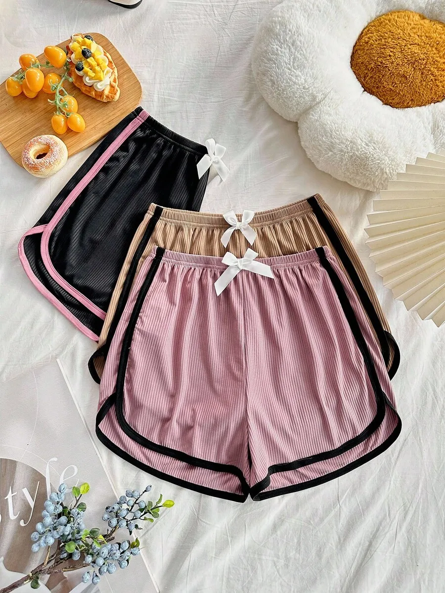 3pcs Women Contrast Trim Knit Sleep Shorts Set Casual Pajama Boxers
3pcs Women Contrast Trim Knit Sleep Shorts Set Casual Pajama Boxers