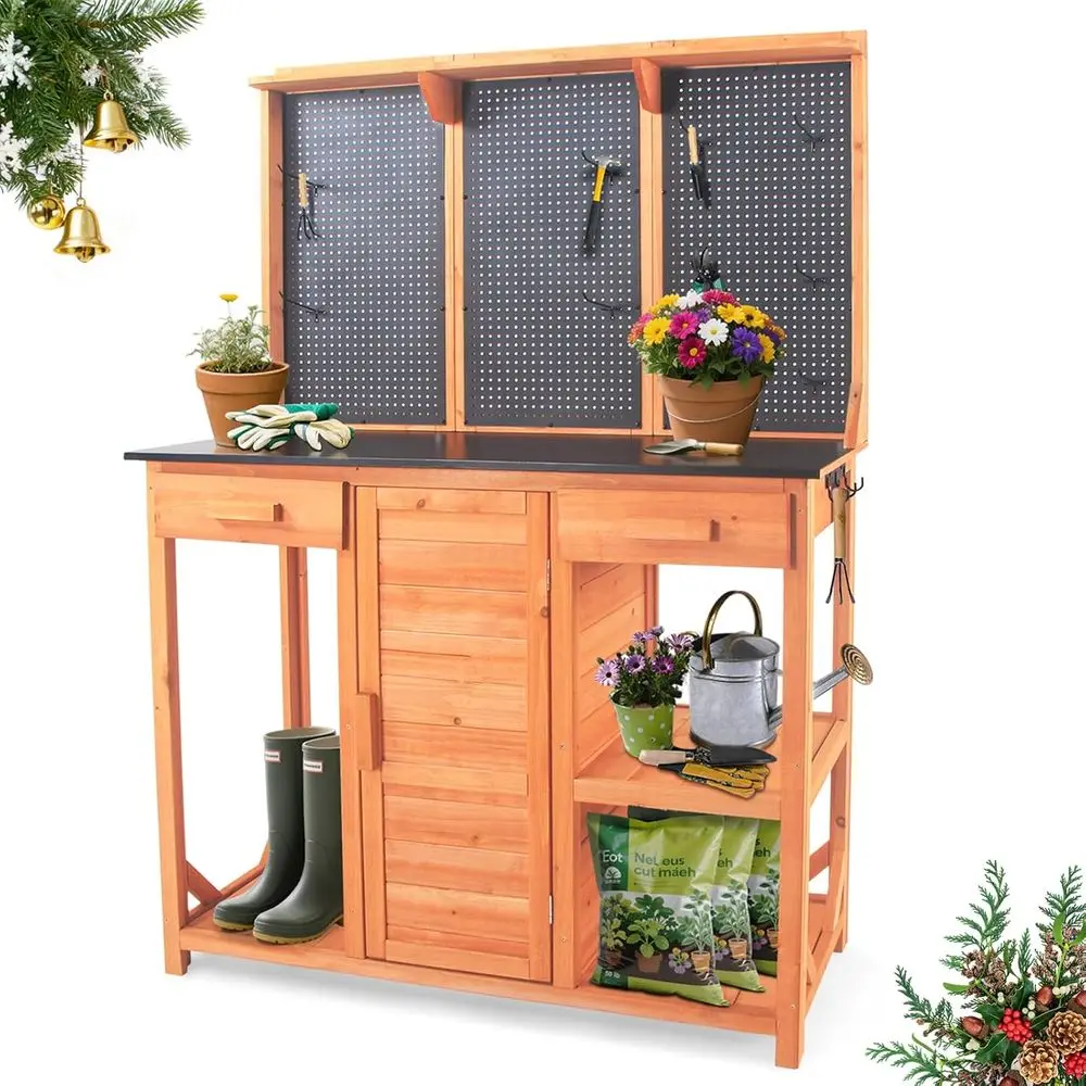 Outdoor Potting Bench,Wooden Potting Table with Metal Tabletop,Garden Work Bench with Drawer and Free Matching Storage Cabinet S
Outdoor Potting Bench,Wooden Potting Table with Metal Tabletop,Garden Work Bench with Drawer and Free Matching Storage Cabinet S