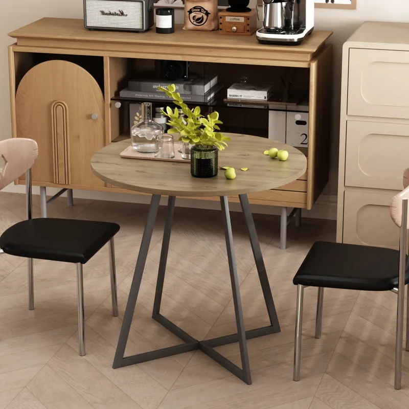 31.5 Inch Round Dining Table, Modern Black Metal Legs, Brown Finish, Fits 2-4 People, Compact Kitchen Table
31.5 Inch Round Dining Table, Modern Black Metal Legs, Brown Finish, Fits 2-4 People, Compact Kitchen Table