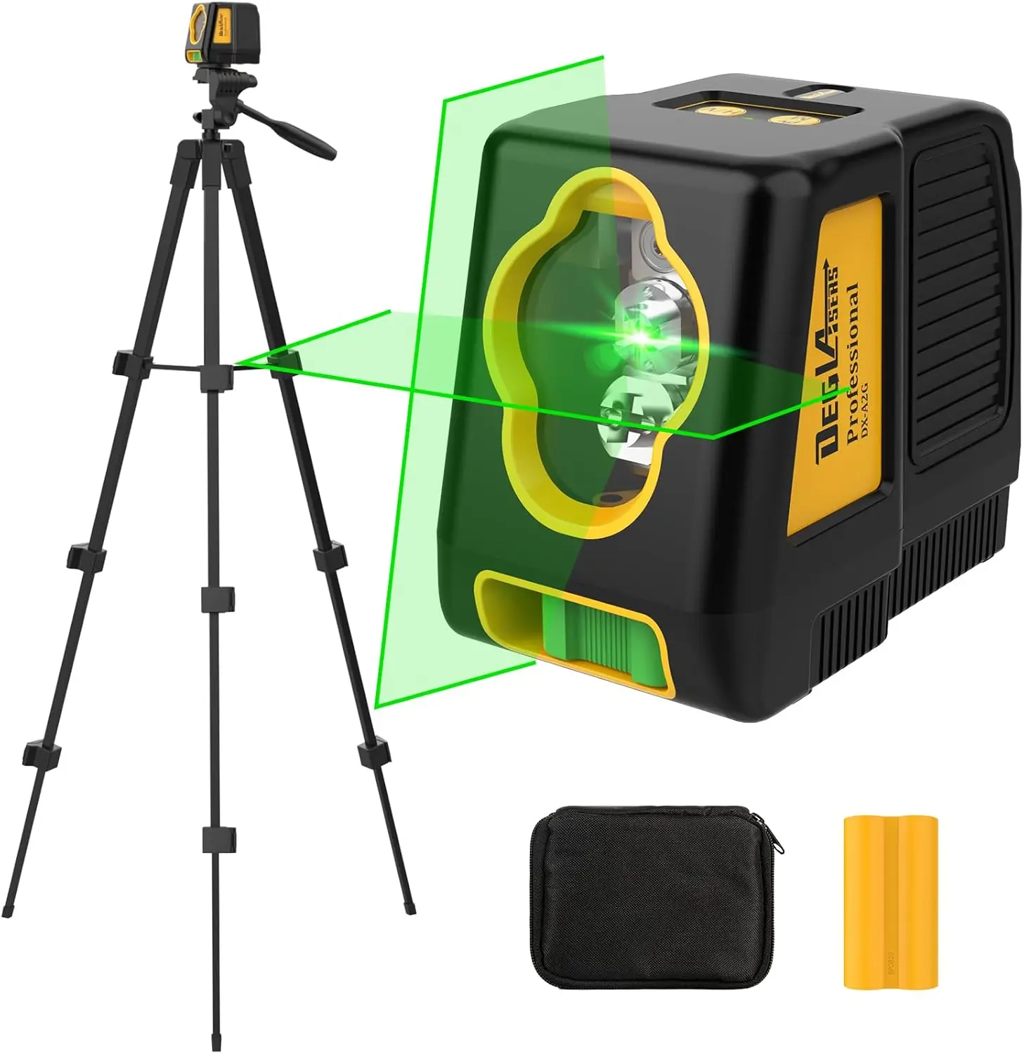 Green Laser Level with Tripod, 100ft Self-Leveling Cross Lines, Dual-Module, Rechargeable Battery for Hanging, Tiling, Construct