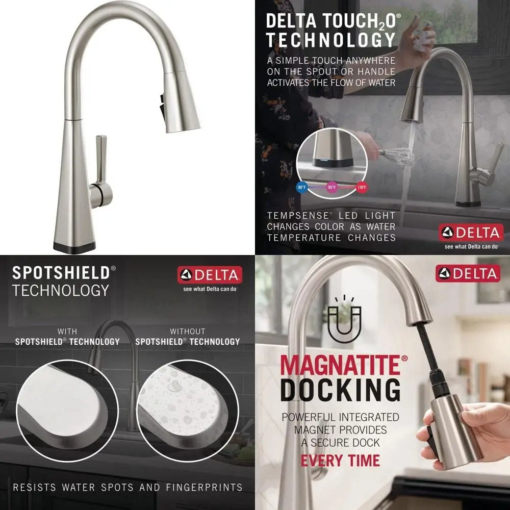 Modern Brushed Nickel Touch Kitchen Faucet with Pull-Down Spray, Single Hole Sink Faucet
Modern Brushed Nickel Touch Kitchen Faucet with Pull-Down Spray, Single Hole Sink Faucet