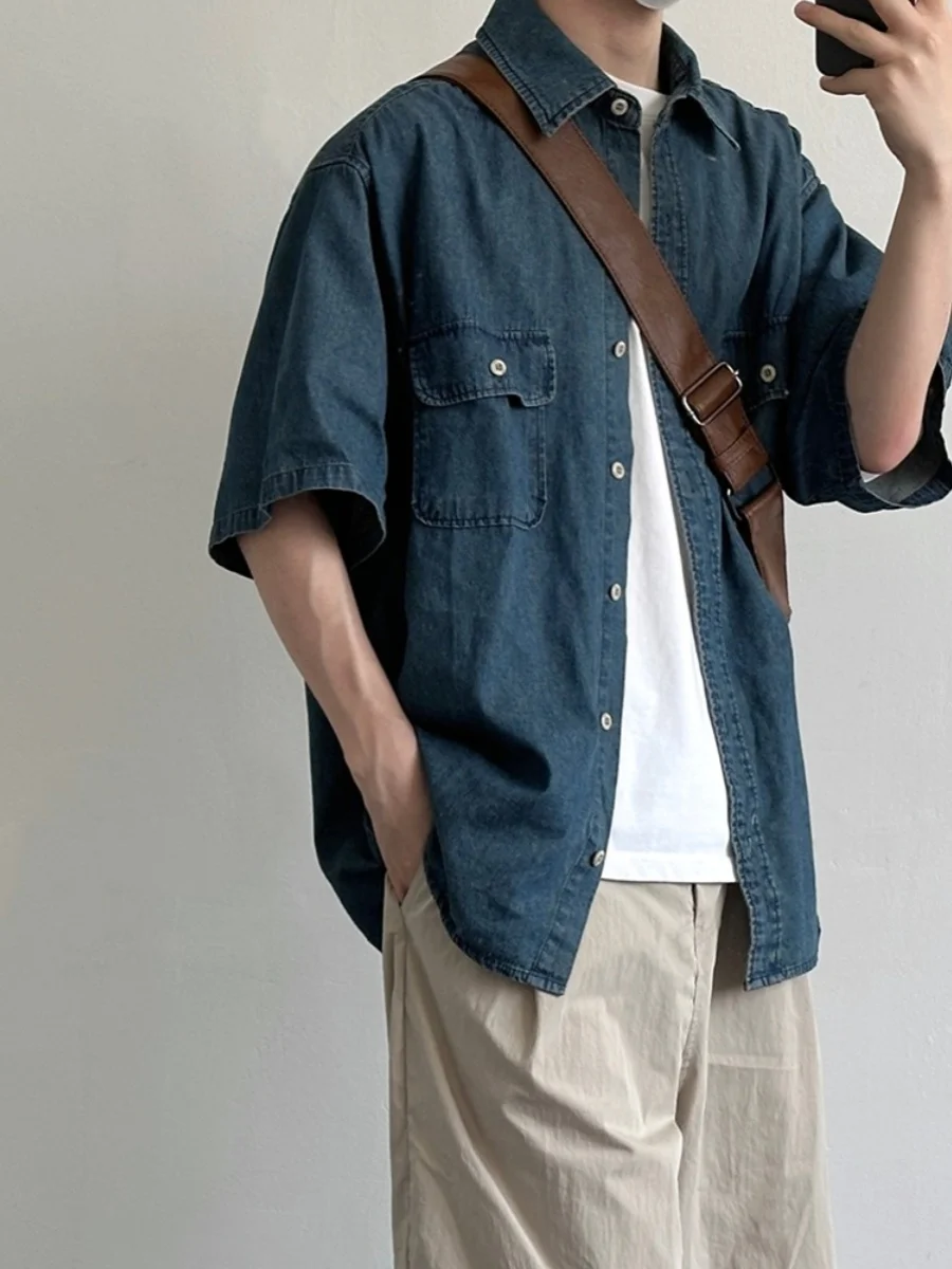 Loose Fit ort Sve Men's Denim irt Dual ket Sle Casual Breathable Summer Top Versatile Blue f Sve irt
Loose Fit ort Sve Men's Denim irt Dual ket Sle Casual Breathable Summer Top Versatile Blue f Sve irt