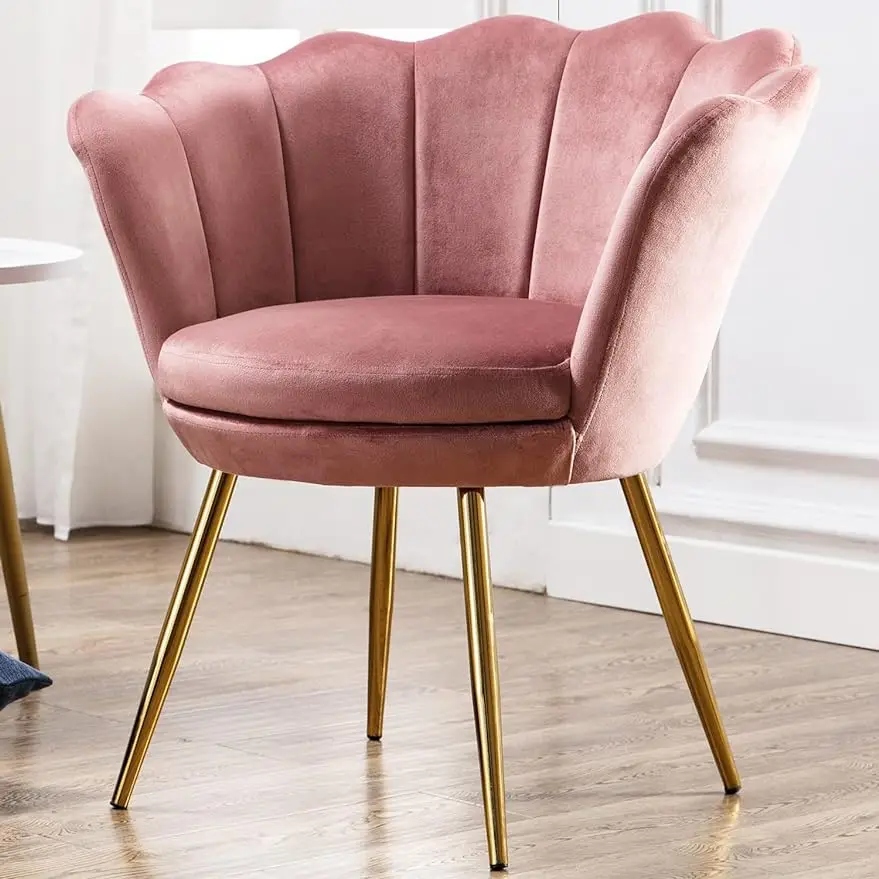 Velvet Upholstered Living Room Petal Chair, Comfy Mid-Century Modern Vanity Scalloped Chair
Velvet Upholstered Living Room Petal Chair, Comfy Mid-Century Modern Vanity Scalloped Chair