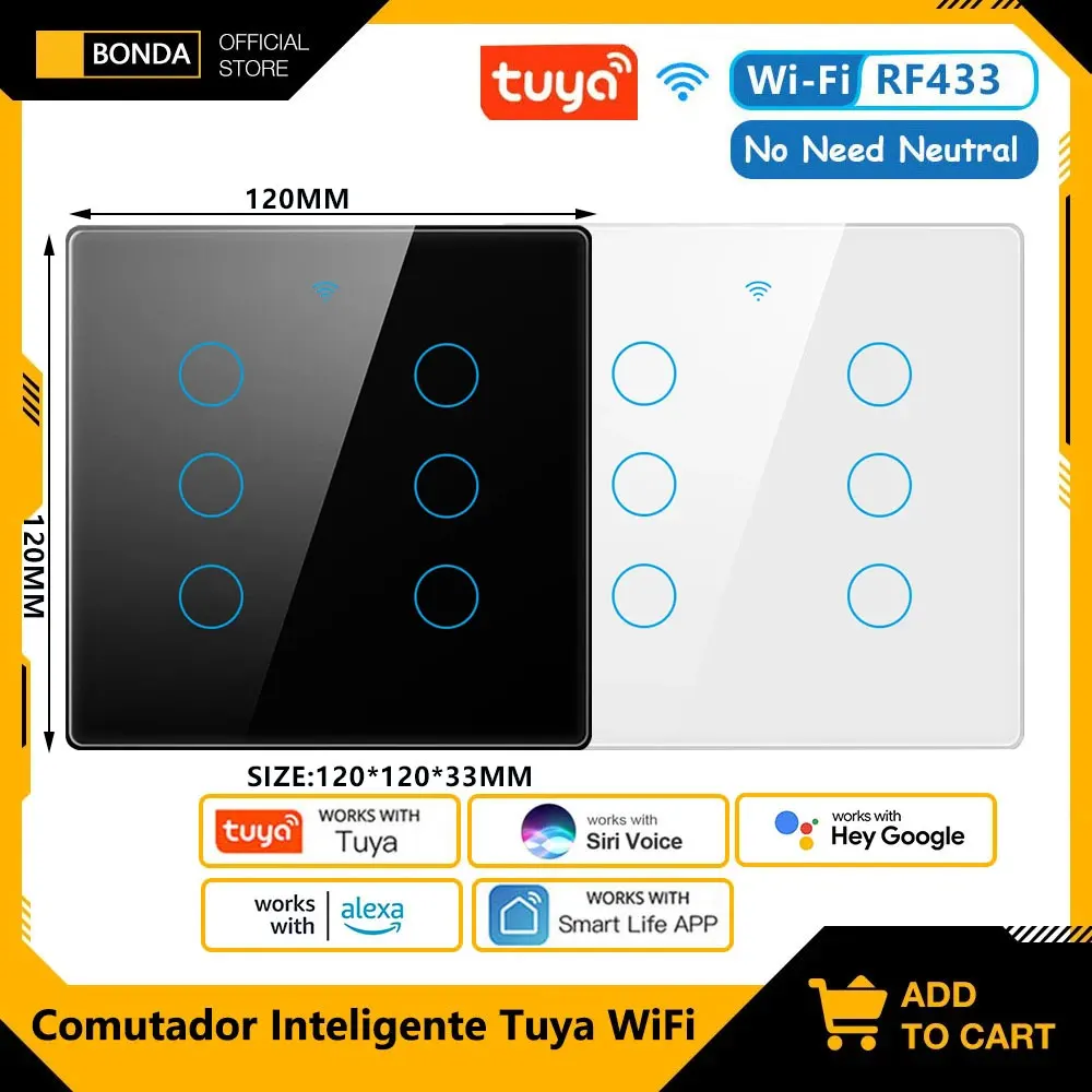 Tuya WiFi Smart Switch Brazil 4*4 No Neutral Wire Touch 4/6 Gang Light Switch RF433 Remote Control Work with Alexa Google Home
Tuya WiFi Smart Switch Brazil 4*4 No Neutral Wire Touch 4/6 Gang Light Switch RF433 Remote Control Work with Alexa Google Home