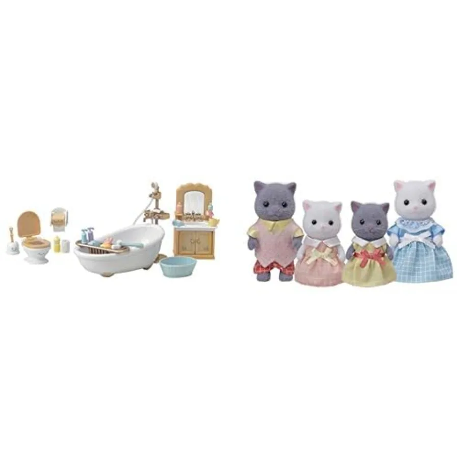 Country Bathroom Set with Persian Cat Family - 25-Piece Furniture Set and 4-Piece Collectible Doll Figures for Ages 3+
Country Bathroom Set with Persian Cat Family - 25-Piece Furniture Set and 4-Piece Collectible Doll Figures for Ages 3+
