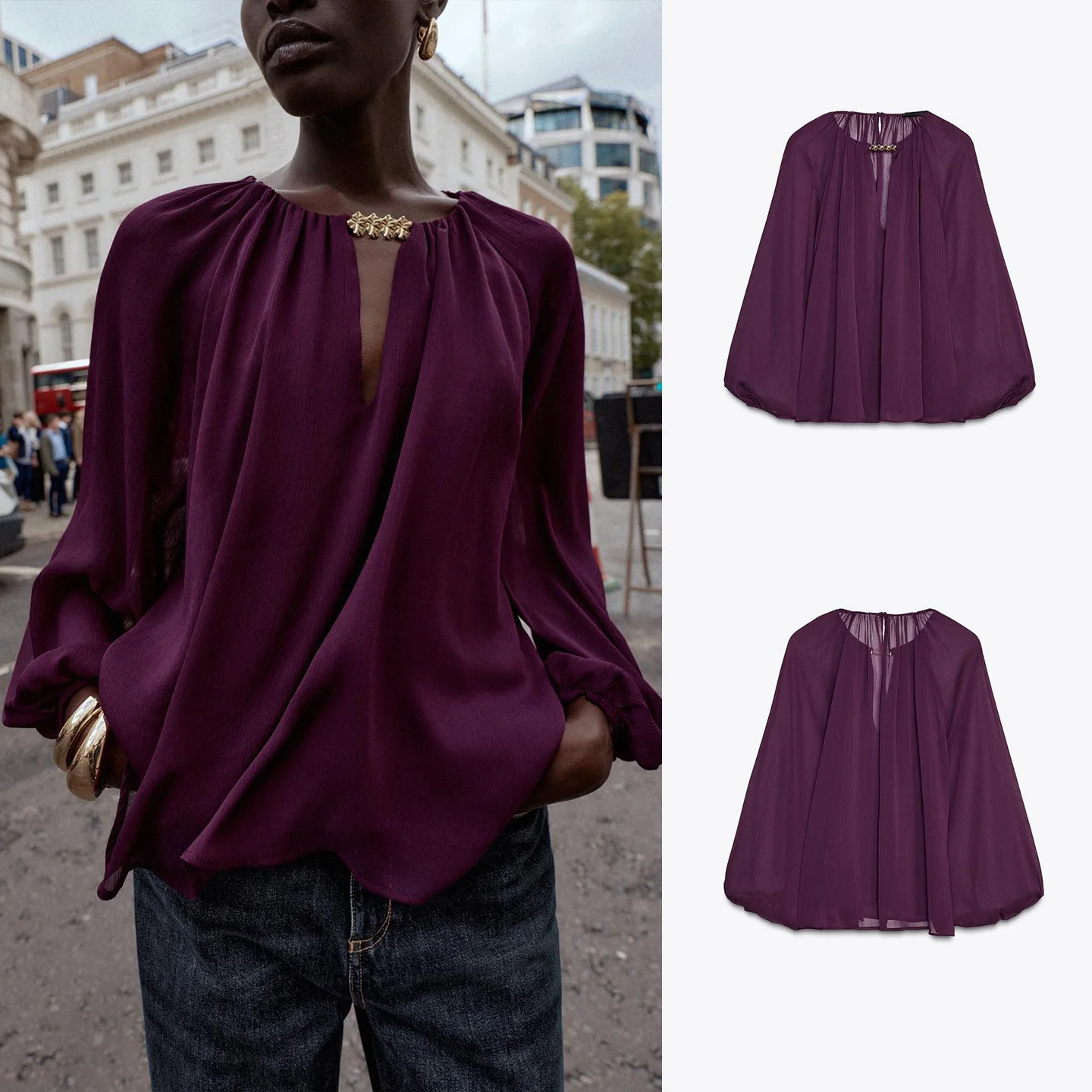 Autumn Women's Casual Sle V-ne Bubble Long Sve Translucent irt Loose Fit Polyester Fabric Breathable Regular Sve
Autumn Women's Casual Sle V-ne Bubble Long Sve Translucent irt Loose Fit Polyester Fabric Breathable Regular Sve