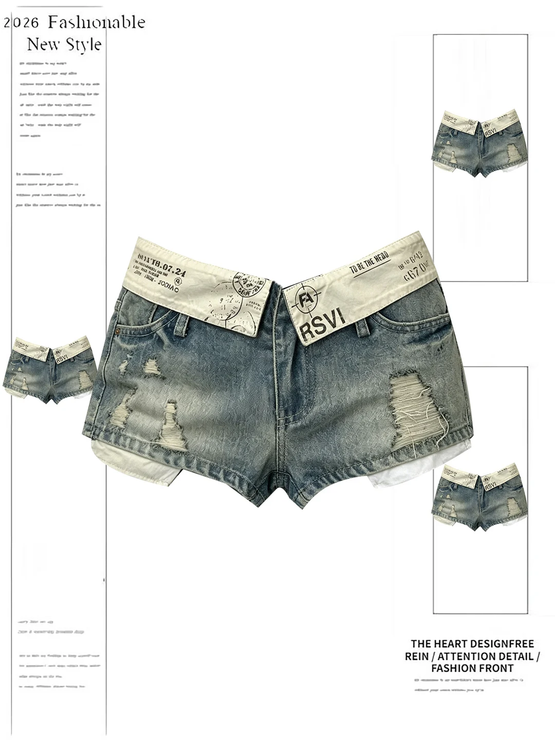 American Retro Cuffed Ripped Low Waist Denim Shorts Summer New Design Slim A-Line Hot Pants High Waist Wide Leg Pants
American Retro Cuffed Ripped Low Waist Denim Shorts Summer New Design Slim A-Line Hot Pants High Waist Wide Leg Pants