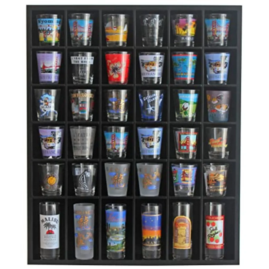 Black Shot Glass Display Case 36 Slots Minifigures Thimble Collection Display Rack Freestanding - No Door with 1 Row for Tall S
Black Shot Glass Display Case 36 Slots Minifigures Thimble Collection Display Rack Freestanding - No Door with 1 Row for Tall S