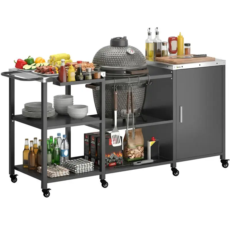 Outsunny Grill Table for Big Green Egg Grill, Heavy Duty Metal BBQ Prep Table with Stainless Steel Top and Storage Cabinet, Black
Outsunny Grill Table for Big Green Egg Grill, Heavy Duty Metal BBQ Prep Table with Stainless Steel Top and Storage Cabinet, Black