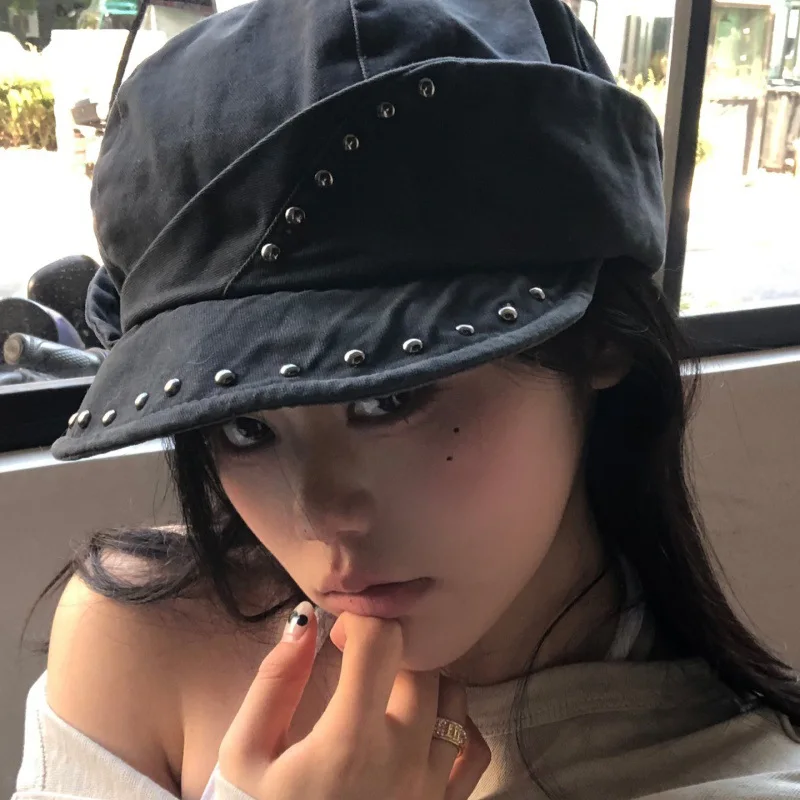 Black Studded Beret Cap with Rivet Trim Edgy Style Hat for Outdoor Travel Hiking Camping Berets
Black Studded Beret Cap with Rivet Trim Edgy Style Hat for Outdoor Travel Hiking Camping Berets