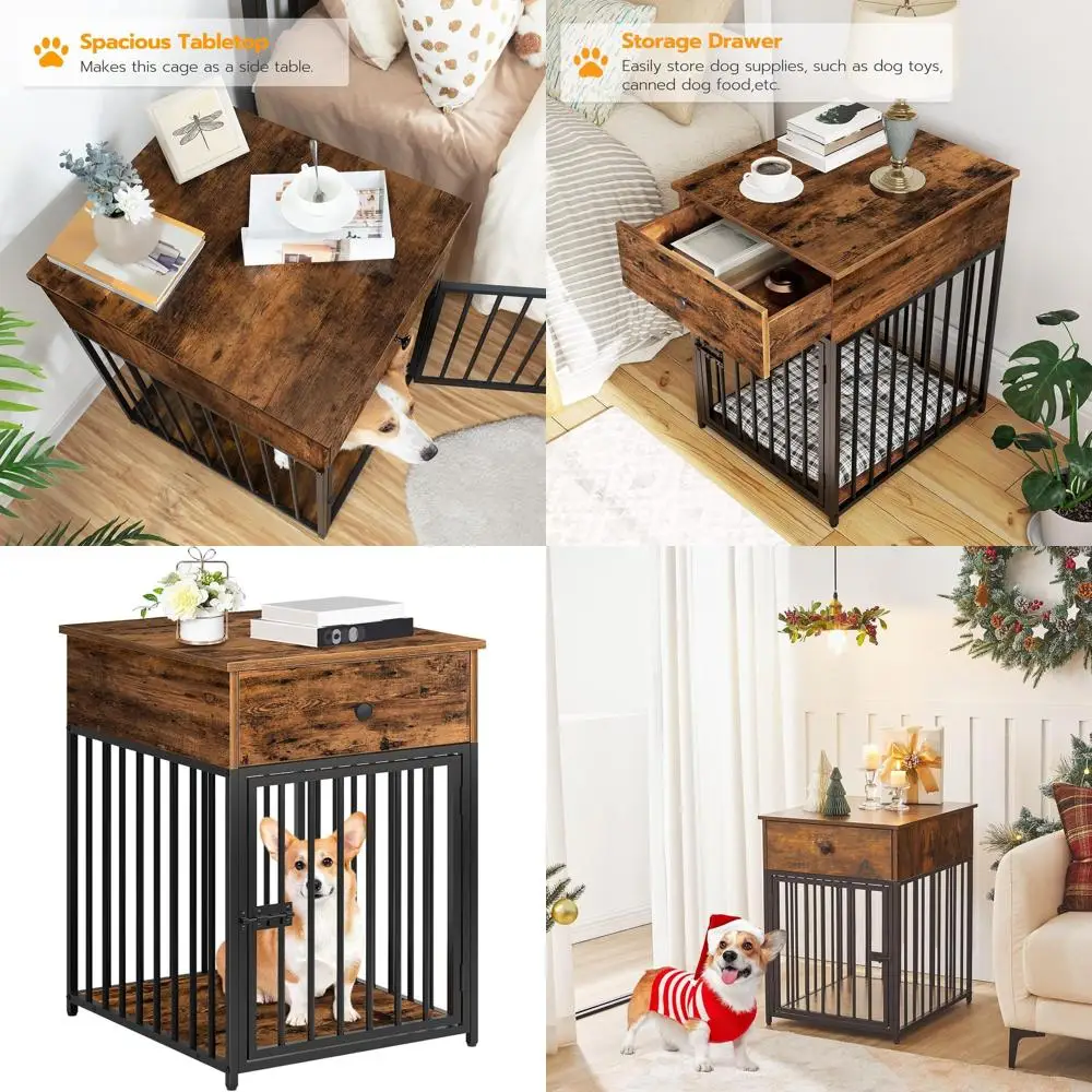 Деревянный вольер для собак с выдвижным ящиком, в деревенском стиле, коричнево-черный, прикроватный столик для маленьких собак, клетка из стальных труб, устойчивая к разгрызанию комнатная будка
Деревянный вольер для собак с выдвижным ящиком, в деревенском стиле, коричнево-черный, прикроватный столик для маленьких собак, клетка из стальных труб, устойчивая к разгрызанию комнатная будка