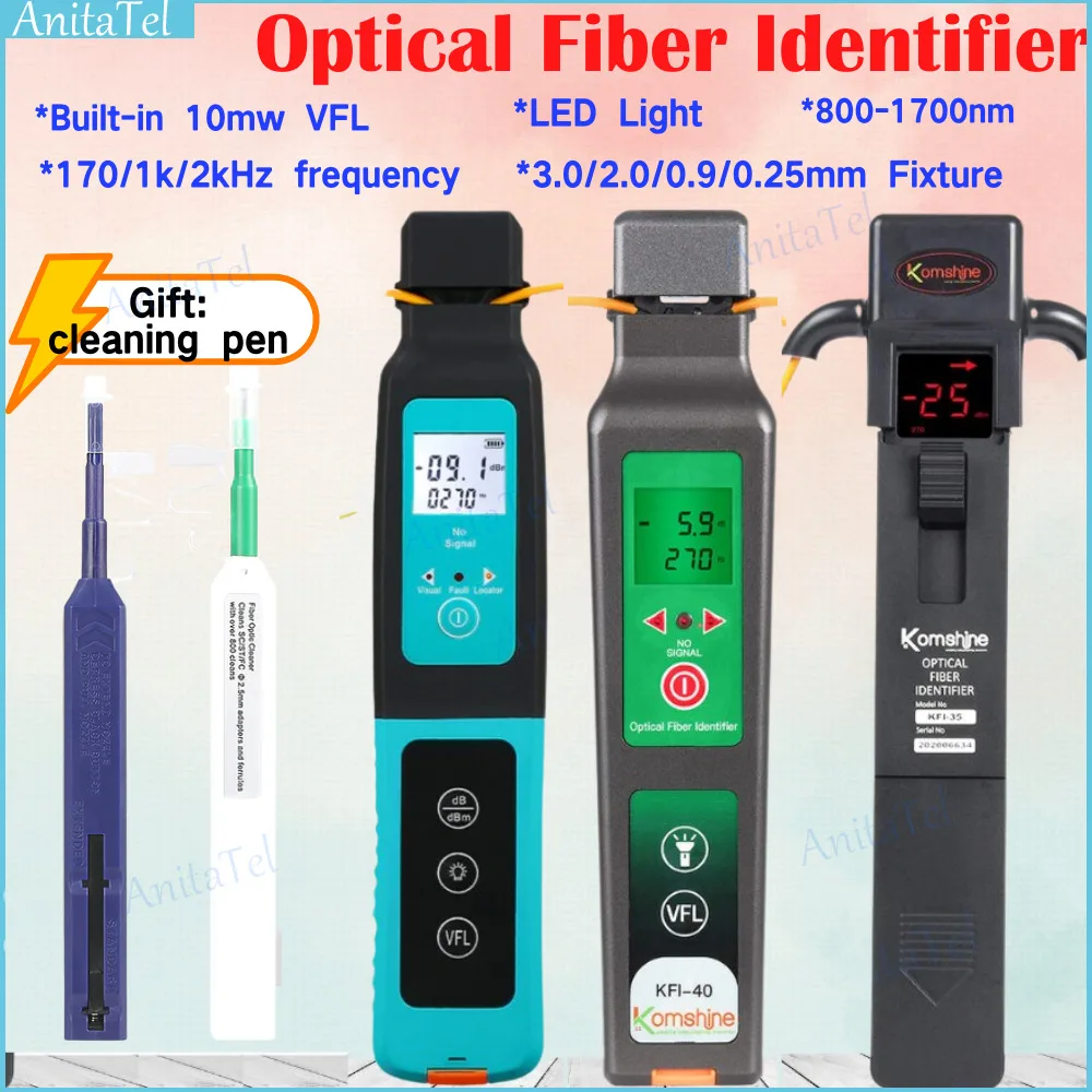 KFI-35 KFI-40 AUA-40 FWD-01 Fiber Optical Identifier FTTH Traffic Detector Live Fibe Detector Fiber Identifier Gift Cleaning pen
KFI-35 KFI-40 AUA-40 FWD-01 Fiber Optical Identifier FTTH Traffic Detector Live Fibe Detector Fiber Identifier Gift Cleaning pen