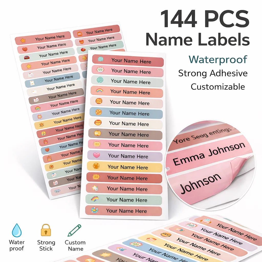 144PCS Personalized Name Stickers Long Strip Pencil Labels Custom Waterproof Self Adhesive Name Labels for Bottles Notebooks
144PCS Personalized Name Stickers Long Strip Pencil Labels Custom Waterproof Self Adhesive Name Labels for Bottles Notebooks