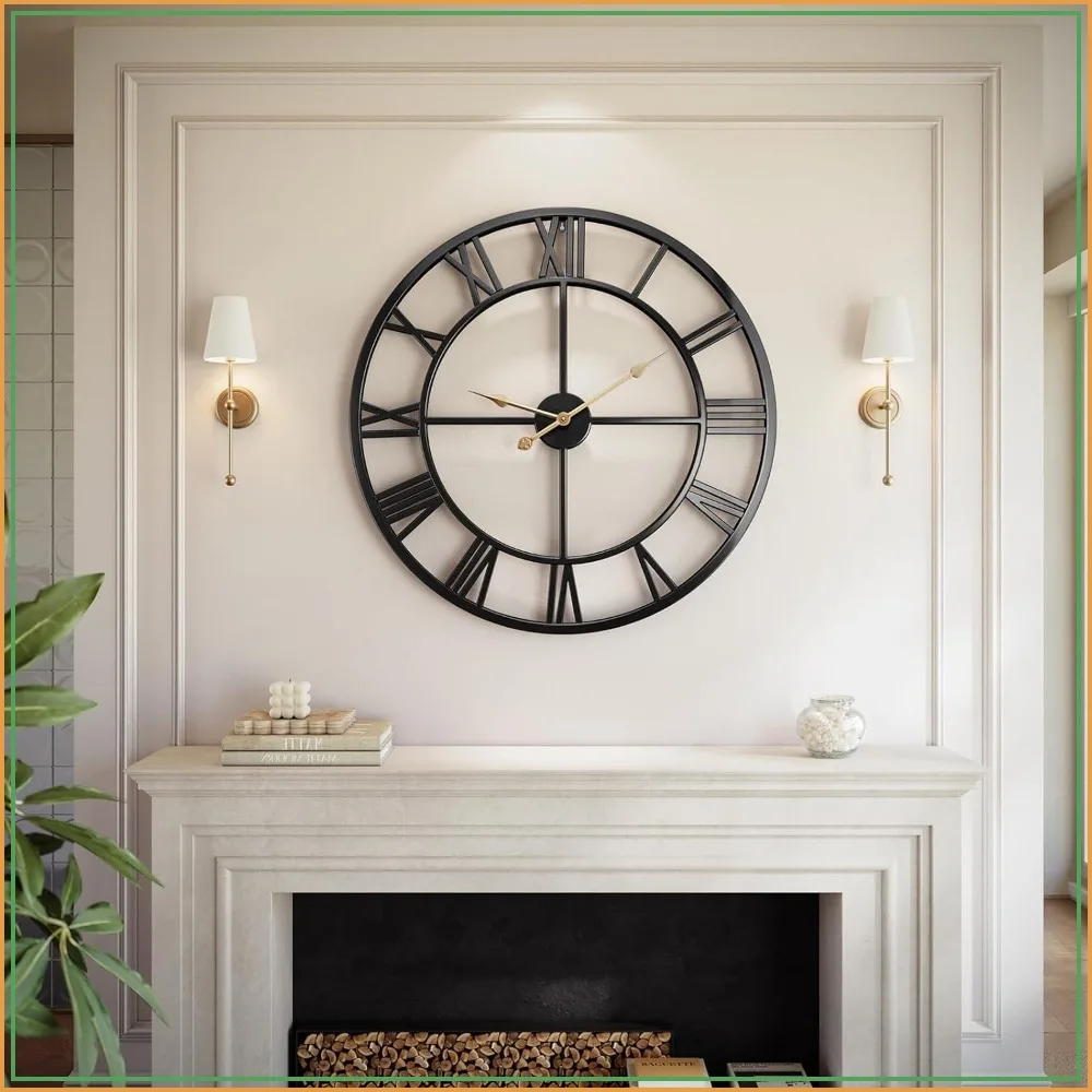 32 Inch Large Wall Clock, Roman Numeral Metal Oversized Wall Clocks for Living Room, Bedroom, Kitchen, Completely Silent, Non Ticking, Battery Operated
32 Inch Large Wall Clock, Roman Numeral Metal Oversized Wall Clocks for Living Room, Bedroom, Kitchen, Completely Silent, Non Ticking, Battery Operated