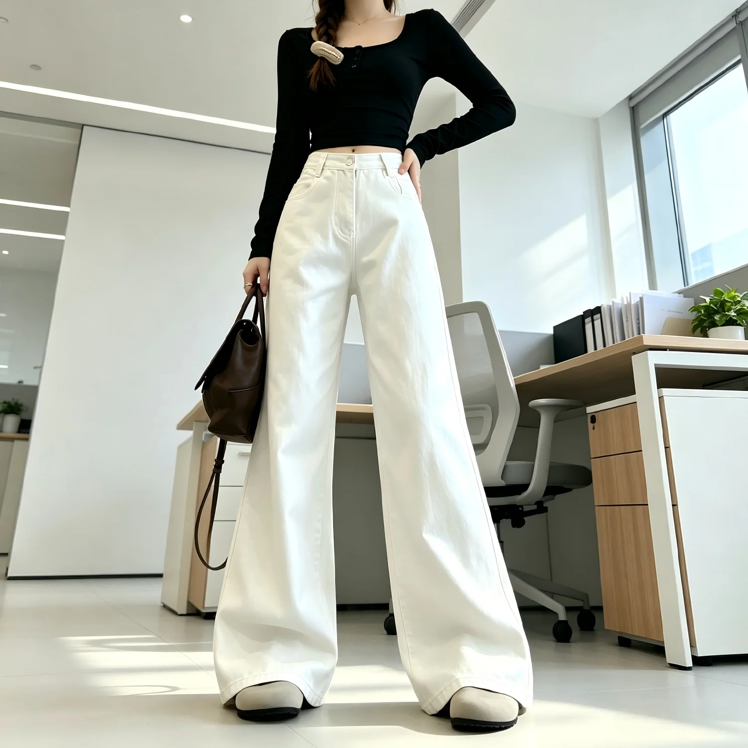 Women's Jeans Pants Loose Fit Summer High Waist Trendy Wide Leg Palewash White Washed Denim For Short Petite
Women's Jeans Pants Loose Fit Summer High Waist Trendy Wide Leg Palewash White Washed Denim For Short Petite