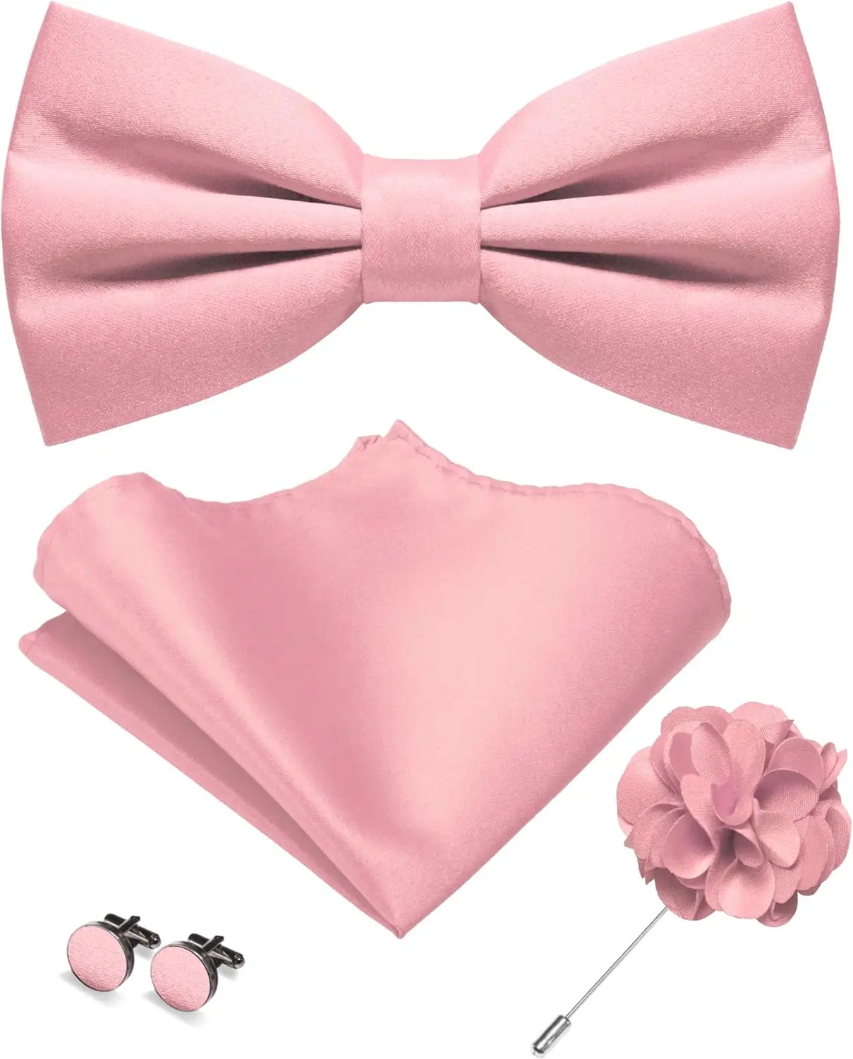 Pre-tied Bow Tie and Pocket Square Set with Cufflinks Lapel Pin 4PCS
Pre-tied Bow Tie and Pocket Square Set with Cufflinks Lapel Pin 4PCS