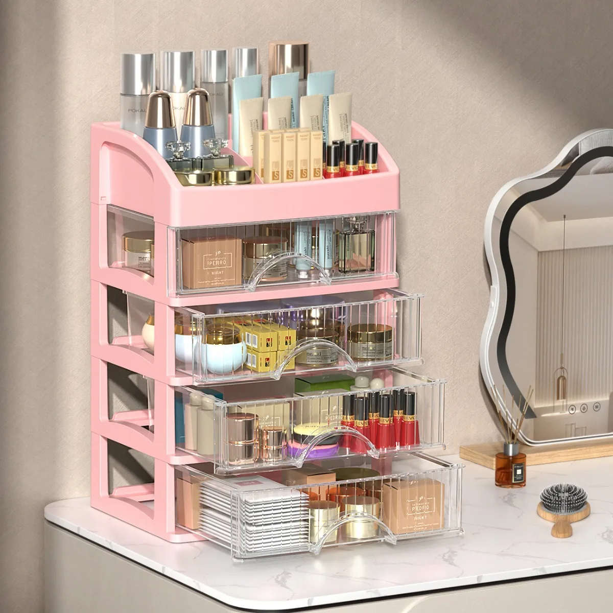 Drawer Makeup Organizer Drawer Jewelry Makeup Storage Box Plastic Large Capacity Cosmetic Organizer Skincare Cosmetic StorageBox
Drawer Makeup Organizer Drawer Jewelry Makeup Storage Box Plastic Large Capacity Cosmetic Organizer Skincare Cosmetic StorageBox