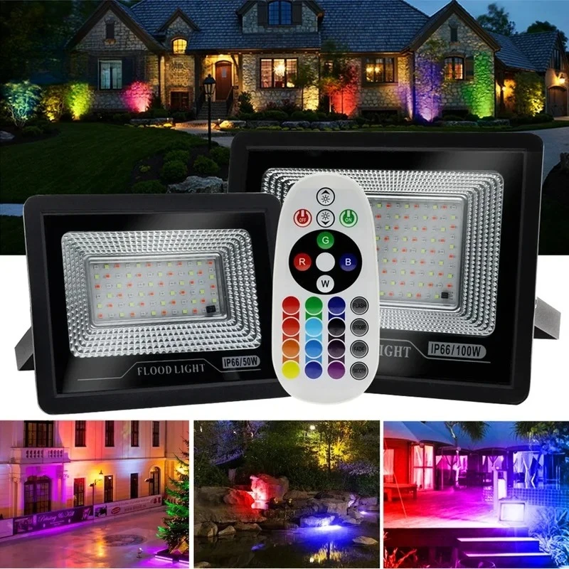 RGB LED Floodlight 50W 100W IP66 with Remote Controller for Outdoor Garden Party Lighting Spotlight AC220V
RGB LED Floodlight 50W 100W IP66 with Remote Controller for Outdoor Garden Party Lighting Spotlight AC220V