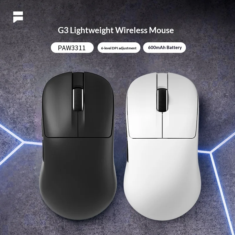 FURYCUBE G3 Tri-Mode Wireless Gaming Mouse - PAW3311 Lightweight Optical Sensor 24000DPI Rechargeable for PC Gamer
FURYCUBE G3 Tri-Mode Wireless Gaming Mouse - PAW3311 Lightweight Optical Sensor 24000DPI Rechargeable for PC Gamer