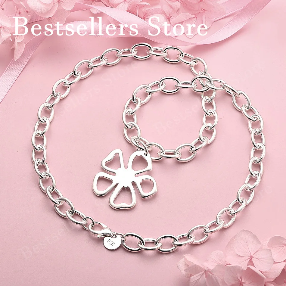 925 Sterling Silver Exquisite Flower Pendant Necklace Women Fashion Party Favor Wedding Jewelry
925 Sterling Silver Exquisite Flower Pendant Necklace Women Fashion Party Favor Wedding Jewelry