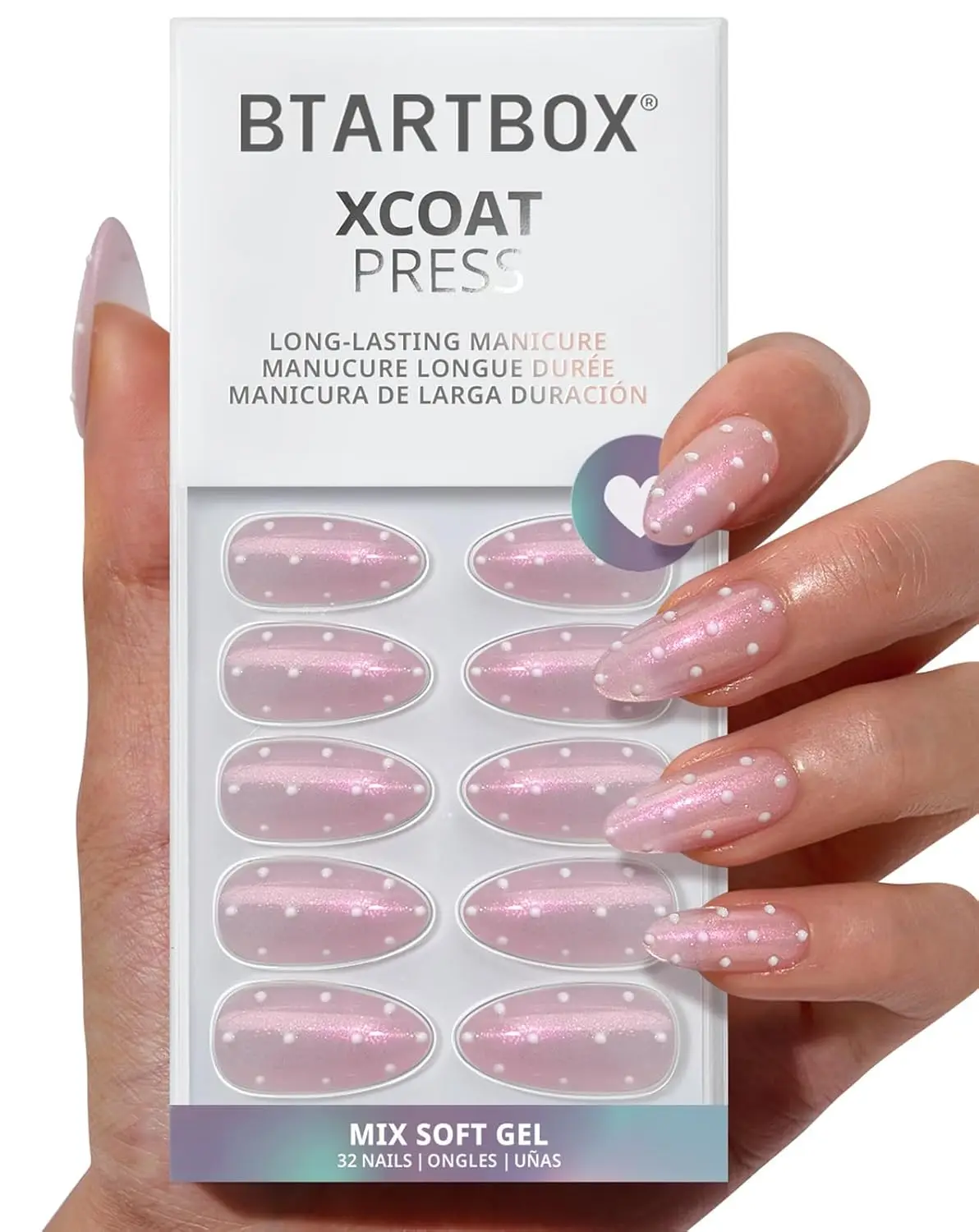 Almond Press On Nails - Polka Dot Glitter, 32 Pcs All-in-One Kit with Gel Glue & Tabs
Almond Press On Nails - Polka Dot Glitter, 32 Pcs All-in-One Kit with Gel Glue & Tabs