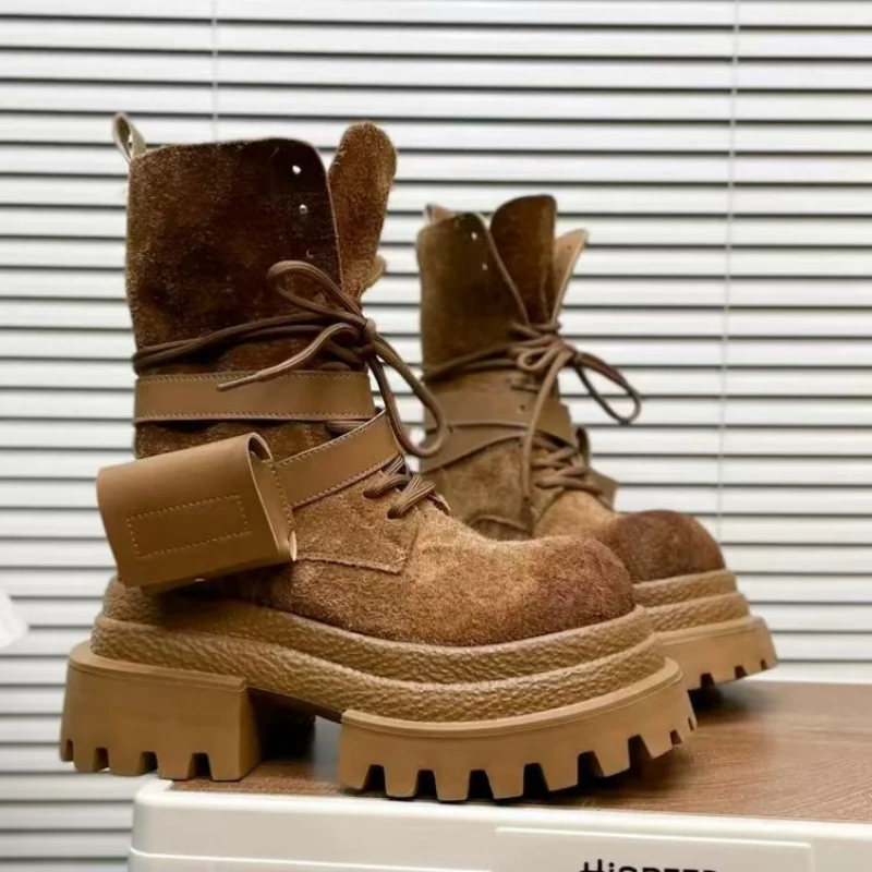 Сапоги до середины икры с большим дизайном, замшевые рыцарские сапоги на старой платформе на толстой подошве, уличные мотоциклетные ковбойские сапоги в стиле вестерн, новые 
Сапоги до середины икры с большим дизайном, замшевые рыцарские сапоги на старой платформе на толстой подошве, уличные мотоциклетные ковбойские сапоги в стиле вестерн, новые